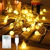 ENLACE Catena luminosa a sfere, 3 m, 20 LED, luce bianca calda, con funzionamento a batteria/USB, per Natale, matrimoni, feste, giardino, campeggio, interni ed esterni