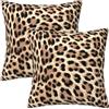 HOSTECCO Set di 2 federe per cuscini con stampa leopardata, 45 x 45 cm, in velluto, per divano, camera da letto, soggiorno