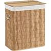 hjh LIVING Cesto portabiancheria a 2 scomparti FALSTER XL R, 100 l, con coperchio, in rattan con manici, pratica funzione pieghevole, marrone
