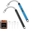 NCKIHRKK Accendino Elettrico USB,2 pezzi Accendino Candele,Accendigas Elettrico,Accendino Arco Elettrico per Accendere Candele,Stufe,Barbecue,Collo Lungo Girevole a 360°,con Indicatore della Batteria