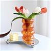 BLOFLO STU BLOFLO Vaso per fiori idroponico in vetro arancione da 17,8 cm, geometrico, a quattro strati, decorazione domestica, moderno, con bolle, per casa, ufficio, tavolo nuziale (arancione)