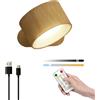 Generico Lampade da Parete Lights,3 temperature di colore e rotazione magnetica dimmerabile a 360°, con Telecomando, per Camere da Letto, Soggiorni e Corridoi (Color Legno)