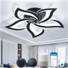 OTREN Plafoniera LED Soffitto Funziona con Alexa HomeKit Google Home, Nero | Lampadario a Fiore Moderno 60 cm 48W con Controllo Vocale, App e Telecomando per Camera da Letto, Soggiorno e Cucina