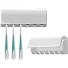 Linkidea Portaspazzolino da denti a 6 scomparti da parete, confezione da 2 ganci organizer per camper con coperchio, portaspazzolino autoadesivo compatibile con Oral-B CrossAction, Colgate Extra Clean