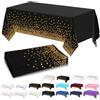 YAAVAAW Confezione da 4 tovaglie in plastica a pois neri e oro per feste per tavoli rettangolari, 137 x 274 cm, tovaglie di carta decorative per feste, usa e getta, per picnic, laurea, matrimonio, compleanno