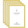Veelot® 4x Cornice per Foto DIN A5 14,8 x 21cm,Alluminio Metallo,dorato,per 15x21cm cornice Piccolo,certificati di documenti e diplomi,Montaggio a parete o esposizione da tavolo