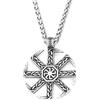 Generico Collana vintage con simbolo slavo di Kolovrat Collana Ruota del Sole pagana per uomini Donne Amuleto religioso