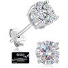 Ecripe Moissanite taglio rotondo D colore VVS1 Orecchini con diamanti creati, orecchini a bottone in argento Sterling 925, orecchini ipoallergenici a taglio rotondo brillante gioielli moissanite 3-7