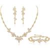 EVER FAITH Zirconia cubica Set di gioielli da sposa per la damigella d'onore, elegante collana di foglie marquise Orecchini pendenti Bracciale Set per donna