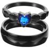 Holibanna Anelli di Promessa in Acciaio Titanio Nero per Coppie, Design Abbinato e Decorazioni per Dita Quotidiane, Set 2 Pezzi per Fidanzamento e Uso Casual