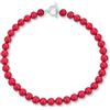 Bling Jewelry Collana girocollo in perle rotonde di calcite rossa classica semplice liscia occidentale da 10MM per donne adolescenti con chiusura placcata in argento da 17 pollici.