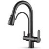 Ari Rubinetto da cucina a 3 vie NORDIC con attacco per filtro dell'acqua, doccetta estraibile, girevole a 360°, vie dell'acqua separate, 2 tipi di getto, cartuccia in ceramica per cucina (Grafite)