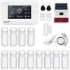 HUXGO, HXA006, Sistema di allarme wireless con 12 sensori di movimento e una seconda sirena wireless, Moduli: WiFi + GSM 4G, applicazione TUYA Smart, controllo del telefono, SMS, lingua italiana