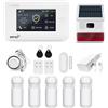 HUXGO, HXA006, Sistema di allarme wireless con 5 sensori di movimento e una seconda sirena wireless, Moduli: WiFi + GSM 4G, applicazione TUYA Smart, controllo del telefono, SMS, lingua italiana