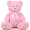 MorisMos Orsacchiotto Gigante di Peluche Rosa 120cm, Rosa Orso XXL Morbido con Fiocco in Raso e Zampe Ricamate