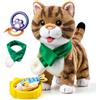 OR OR TU Giocattolo Gatto che Cammina Interattivo Gatto Peluche | Gatto Tigrato, Peluche Delicato Sulla Pelle, Telecomando, Cammina, Canta, Miagola, Scodinzola e si Lecca la Lingua
