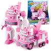 Super Wings Giocattolo Transformabile per Bambini 3-5 Anni - Robot Giocattolo con Aereo Dizzy e Camion, Giocattoli Educativi per Bambina, (Rosa, 18 cm)