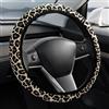 VAGCARS Coprivolante per auto con stampa leopardata, 38 cm, traspirante, antiscivolo e resistente alla luce, misura universale per auto, SUV, camion, camper e furgoni (beige leopardo)