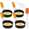 lbxtswpl Stampo per uova fritte, 4 pezzi, nero (7,5 cm, 10 cm)