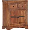 vidaXL Credenza Rustica 2 Cassetti 2 Ante Madia Impugnature in Ferro Armadietto Lucidato Finitura Naturale 63x30x75 cm Legno Massello di Acacia