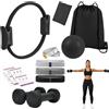 Relaxdays Pilates, 11pz, col. | Anello, palla, 4 elastici, 2 pesi, borsa, pompa, metro, Pilates