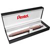 Pentel BL407PG-BOX EnerGel - Penna roller in gel Sterling Liquid in confezione regalo, corpo oro rosa, tratto 0,35 mm, diametro sfera 0,7 mm, colore inchiostro nero