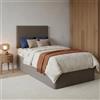 Talamo Italia Cleofe, Set Testata in Ecopelle con Rete Ortopedica e mantovana, 100% Made in Italy, Adatta a Letto Singolo, per Materasso da Cm 80x190, Tortora