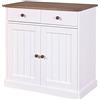Inter Link - Cassettone - Credenza - Pino massiccio - 2 ante - 2 cassetti - Stile rustico - Per sala da pranzo - Salone - Ingresso - Westerland 3.2 - Bianco / Marrone seppia