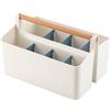 Vidifor Grande cestino portatile con manico, organizer in plastica con divisore regolabile per trucchi, cucito, matite colorate, blu