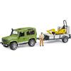BRUDER 02593-SCALA 1:16- LAND ROVER DEFENDER SATION E MICRO ESCAVATORE JCB-NUOVO