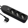 Electraline 61999 Multipresa 3 Posti polivalenti, Cavo 1.5 m, Spina Piccola 10 A, 3 Posti, Nero