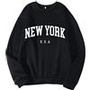 YOSUWOAI Felpa New York Uomo Donna Letter Graphic Print Manica Lunga Girocollo Top Teenager Manica Lunga Casual Maglione Camicia Versatile Unisex Estetica Leggera Felpa con Cappuccio