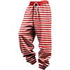 YOSUWOAI Pantaloni da jogging da uomo a righe, colore rosso e bianco, elasticizzati, per il tempo libero, per Carnevale, pantaloni chino morbidi, comodi a righe