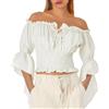 YOSUWOAI Camicetta medievale rinascimentale da donna, elegante, gotica, con volant, spalle scoperte, stile vittoriano, costume da pirata, a maniche lunghe, stile boho, per spiaggia, vacanze