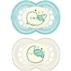 MAM Baby MAM SUCCHIETTO ORIGINAL NIGHT 6+ MESI SILICONE MASCHIO 2 PEZZI