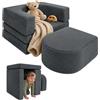 Relaxdays Poltrona modulare per bimbi, 4 pz, blocchi morbidi, cord, grigio | dimensioni HxLxP: 40x65x65 cm