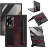 ZORSOME Compatibile con Samsung Galaxy Z Fold 8 Wide Hinge Case con pennino capacitivo, in pelle di lusso + PC antiurto custodia protettiva rigida integrale guscio protettivo W protezione per lo schermo (Wine