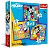 Trefl - Mickey Mouse and Friends, Mickey e la sua allegra banda - Puzzle 3 in 1, 3 puzzle, da 20 a 50 pezzi - Vari livelli di difficoltà, intrattenimento per bambini dai 3 anni in su
