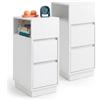 Relaxdays comodino, set di 2, 2 cassetti, 1 vano aperto, bianco | dimensioni AxLxP: 64 x 24 x 30 cm, per camera