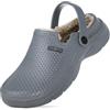 Hsyooes Zoccoli Donna Invernali Uomo Pantofole Impermeabile Sabot Scarpa Giardino Pelliccia Ciabatte Imbottite e Calde Pantofole da Giardino Antiscivolo Ciabatte Grigio-A 41EU