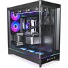 MONTECH HS02 PRO, Case per PC ATX Mid-Tower, PC da gioco, ad alto flusso d'aria, layout reversibile, robusto pannello frontale in vetro temperato curvo, 5 ventole ARGB PWM preinstallate, design a