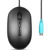 Perixx PERIMICE-222P Mouse PS/2 con Cavo - Cavo Lungo 1,8 Metri - Design Ottico 1200/1600/2000 DPI - Nero