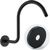 RANDOM Soffione doccia a forma di S, braccio doccia a collo d'oca, braccio di estensione con flangia, attacco standard da 1/2, nero opaco. RD-91098-13MB