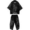 DOSLAVIDA Set kimono giapponese da uomo, elegante giacca aperta sul davanti con pantaloncini, cardigan stampato, stile cinese