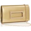Toptime Borse e Clutches Donna Metallizzato Borsa da Sera in Pelle Verniciata Chic Pochette Ceremonia Matrimonio Fibbia Quadrata con Catena, Elegante Borsa a Tracolla per Bal Party Cocktail Cena