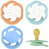 nip Cherry Ciuccio, 0-6 mesi, 4 pezzi, a Forma a ciliegia, Lattice | adatto all'allattamento, adatto alla mascella, tettarella rotonda naturale, in gomma naturale, arancione/blu