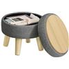 SONGMICS Pouf Contenitore Rotondo, Sgabello Poggiapiedi, 31 x 31 x 29 cm