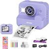 ASTGMI Macchina Fotografica Bambini Istantanea, 2,4 Pollici 1080P Fotocamera Bambini Selfie con Carta da Stampa e 32GB Scheda, Giocattolo Regalo di Natale Bambino e Bambina 3 4 5 6 7 8 Anni (Viola)