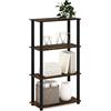 Furinno Turn-S-Tube Espositore multiuso a 4 livelli con tubo quadrato, Pino ambrato/Nero