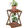 Furinno TIOMAN Tavolo Da Patio, Tavolino Da Esterno A 2 Ripiani, Scaffale Espositivo Pieghevole Multifunzione Senza Attrezzi, Portapiante, Per Patio, Giardino, Veranda, Naturale